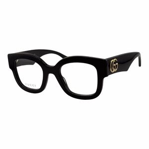 Gucci Black Thick Square Optical Glasses with Gold GG Accent(new with demo lens)